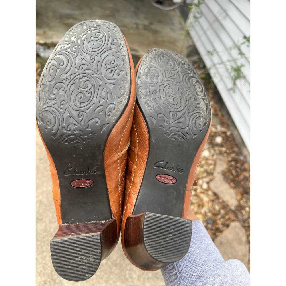 Clarks Artisan Leather Double Strap Buckle Mary Janes Cognac Brown Sz 7 - Picture 6 of 7